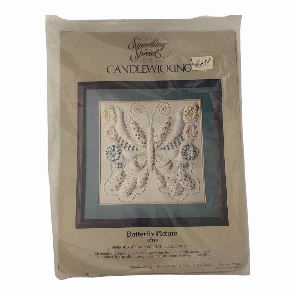 Something Special Candlewicking Kit Butterfly Picture 80119 Candamar 14x14 Vtg